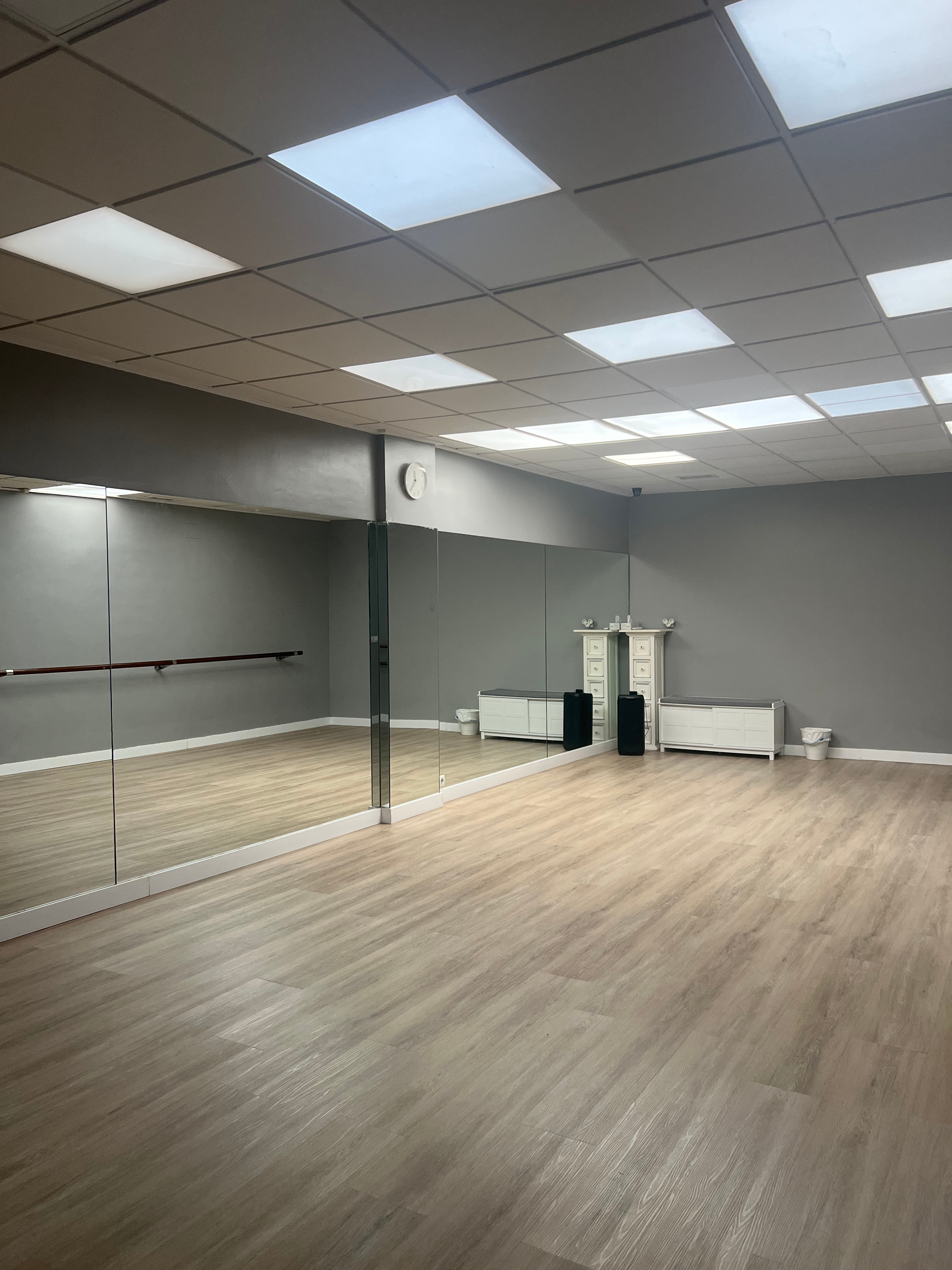 Interior del estudio de danza Art i Dansa con barras de ballet y luz natural